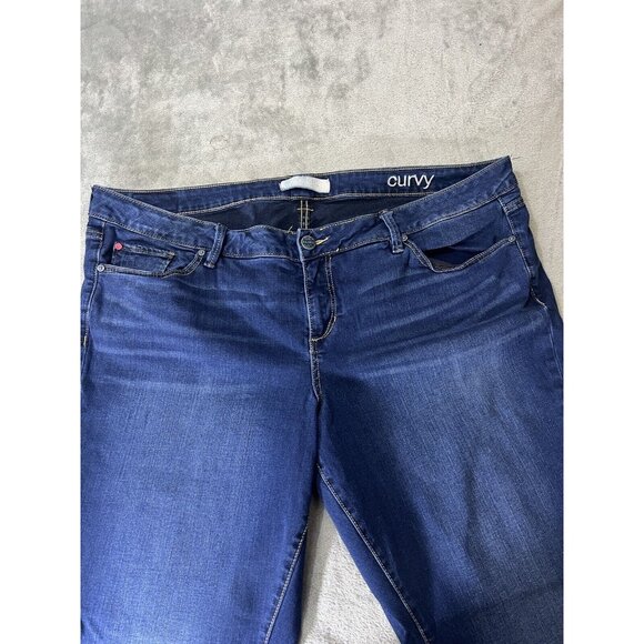 Slink 22 Plus Curvy Skinny Ankle Dark Wash Stretch Denim Womens Jeans - Picture 2 of 7